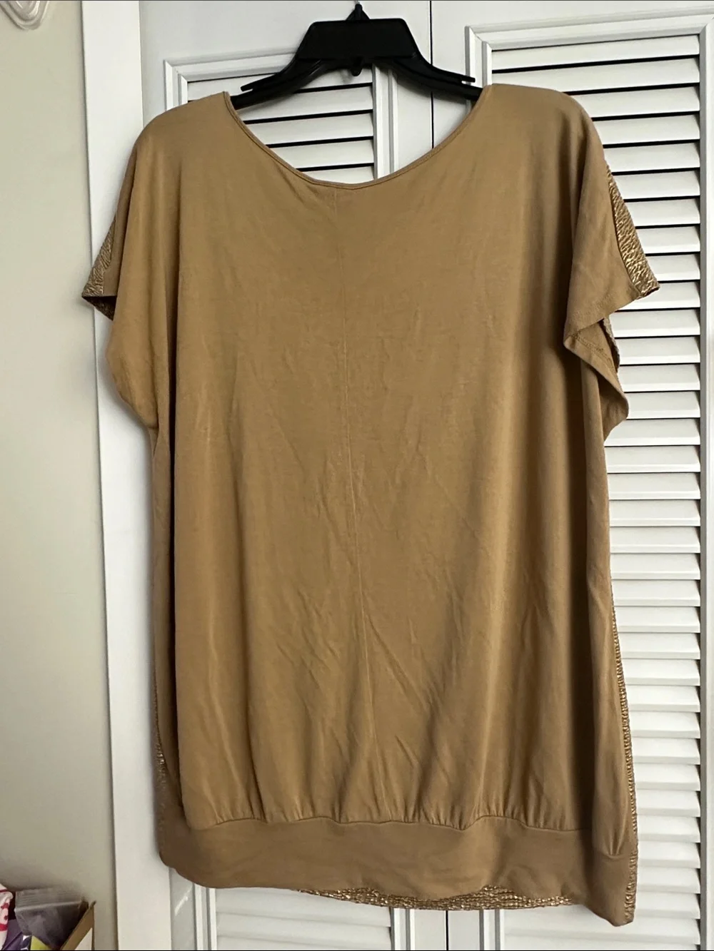 Worthington Shimmery Gold Textured Cowl Neck Sleeveless Top Size 2X - Picture 3 of 8